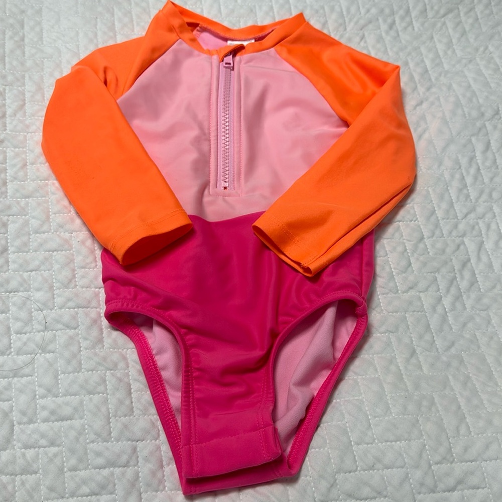 Cat and Jack color block rashguard bathing suit
